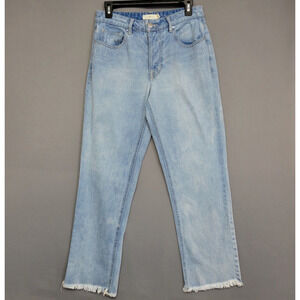 tgla Cropped Fade Jeans‎ Womens 27 Blue Denim High-Rise Button Fly Fringe Hem